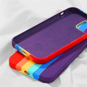 img 2 attached to 🌈 Yesun K Rainbow Stripes Silicone Cute Phone Case for iPhone 12 Pro Max - Personality, Creativity, Straight Side, and Square Design for Girls, Women, Men (Red)