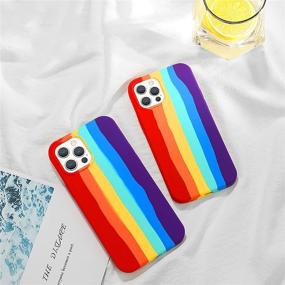 img 1 attached to 🌈 Yesun K Rainbow Stripes Silicone Cute Phone Case for iPhone 12 Pro Max - Personality, Creativity, Straight Side, and Square Design for Girls, Women, Men (Red)