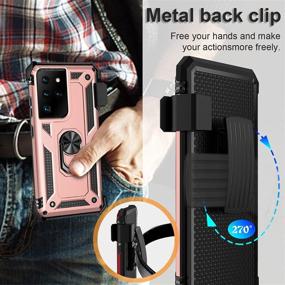 img 2 attached to 📱 Samsung Galaxy S21 Ultra Case with Belt Clip - Military Grade Drop Protection Cover with Belt Clip Holster, Magnetic Ring Holder, and 360° Rotating Kickstand - Pink