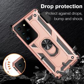 img 1 attached to 📱 Samsung Galaxy S21 Ultra Case with Belt Clip - Military Grade Drop Protection Cover with Belt Clip Holster, Magnetic Ring Holder, and 360° Rotating Kickstand - Pink