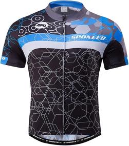 img 3 attached to 🚴 sponeed Men's Cycling Jerseys Tops - Biking Shirts with Short Sleeves, Full Zipper & Pockets - Bike Clothing for Bicycle Jacket