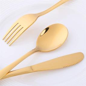 img 2 attached to 🍴 Bisda Flatware Silverware Sets - 6 Piece 18/8 Stainless Steel Cutlery for 2 with BPA-Free and Self-Feeding Safe Kitchen Utensils - Mirror Polished Gold Design