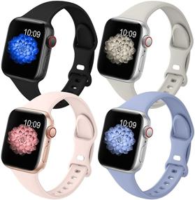 img 4 attached to GeekSpark 4 пакета тонких силиконовых браслетов для Apple Watch 38 мм 40 мм 42 мм 44 мм - Стильные заменяемые ремешки для женщин и мужчин, совместимые с iWatch SE / Серия 6/5/4/3/2/1