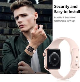 img 1 attached to GeekSpark 4 пакета тонких силиконовых браслетов для Apple Watch 38 мм 40 мм 42 мм 44 мм - Стильные заменяемые ремешки для женщин и мужчин, совместимые с iWatch SE / Серия 6/5/4/3/2/1