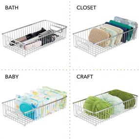 img 1 attached to 📦 Large 4-Pack Chrome mDesign Farmhouse Wire Grid Bathroom Storage Organizer Basket Bin for Cabinets, Shelves, Closets, Vanity Countertops, Bedrooms, Under Sinks