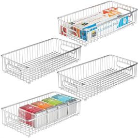 img 4 attached to 📦 Large 4-Pack Chrome mDesign Farmhouse Wire Grid Bathroom Storage Organizer Basket Bin for Cabinets, Shelves, Closets, Vanity Countertops, Bedrooms, Under Sinks