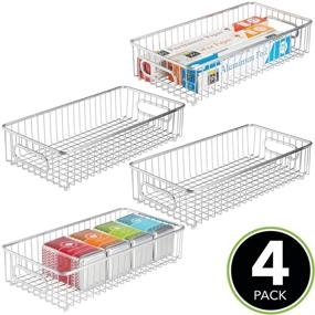 img 3 attached to 📦 Large 4-Pack Chrome mDesign Farmhouse Wire Grid Bathroom Storage Organizer Basket Bin for Cabinets, Shelves, Closets, Vanity Countertops, Bedrooms, Under Sinks