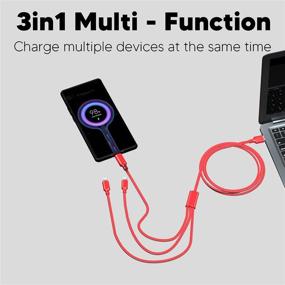 img 2 attached to 🔌 Universal Multi Charging Cable, TTWEN 3Pack 3.3FT Braided Multi Phone Charger Cord with Type C/Micro USB Connectors for Cell Phones and More - Red