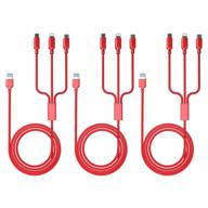 🔌 universal multi charging cable, ttwen 3pack 3.3ft braided multi phone charger cord with type c/micro usb connectors for cell phones and more - red logo