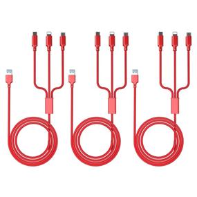 img 4 attached to 🔌 Universal Multi Charging Cable, TTWEN 3Pack 3.3FT Braided Multi Phone Charger Cord with Type C/Micro USB Connectors for Cell Phones and More - Red