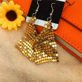 img 1 attached to 💃 Colorful Sequin Dangle Earrings: Sparkle in Style at Disco Party and Bar with Metal Mesh Grid Tassels - Women and Girls' Flamboyant Fashion Accessory