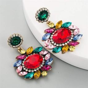 img 1 attached to 💎 Boho Chic: ABJFJE Geometric Crystal Statement Drop Earrings – Colorful Crystal Design for Women and Girls