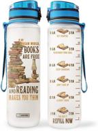 📚 stay hydrated and motivated with the 64hydro 32oz 1liter motivational water bottle for book lovers in a dream world: books are free, reading makes you thin - hnh1308005 water bottle logo