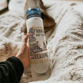 img 2 attached to 📚 Stay Hydrated and Motivated with the 64HYDRO 32oz 1Liter Motivational Water Bottle for Book Lovers in a Dream World: Books are Free, Reading Makes You Thin - HNH1308005 Water Bottle