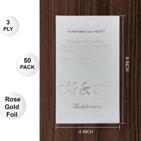 img 1 attached to 🌹 Rose Gold Wedding Dinner Napkins - 50-Pack Mr & Mrs Paper Napkins for Wedding Shower Banquet, Anniversary Disposable Decorative Towels Party Supplies, 3-ply, 12"x16