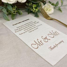 img 3 attached to 🌹 Rose Gold Wedding Dinner Napkins - 50-Pack Mr & Mrs Paper Napkins for Wedding Shower Banquet, Anniversary Disposable Decorative Towels Party Supplies, 3-ply, 12"x16