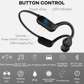 img 2 attached to 🎧 ALOVA Wireless Open Ear Sports Headphones, Bluetooth 5.0 Waterproof Headset with HD Phone Call, Free Ears Earphones for Running (Black)