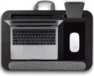 🖥️ премиум черный портативный настольный столик с мышью пад, подставкой для устройства и держателем для телефона - подушечная опора для запястья, столик для ноутбука на ложе, планшета - подушка для кушетки - подходит для ноутбуков до 17 дюймов логотип