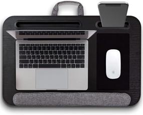 img 4 attached to 🖥️ Premium Black Portable Lap Desk with Mouse Pad, Device Ledge, and Phone Holder - Cushioned Wrist Rest Bed Lap Tray for Laptop, Computer, Tablet - Couch Pillow Table - Fits Up to 17 Inch Laptops