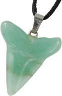 🦈 usa power pack steampunkers series - large 40mm green aventurine (new jade) shark tooth necklace - adjustable 20-22 inch black cord - handmade crystal gemstone collectibles carved charm logo