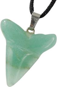 img 4 attached to 🦈 USA Power Pack Steampunkers Series - Large 40mm Green Aventurine (New Jade) Shark Tooth Necklace - Adjustable 20-22 Inch Black Cord - Handmade Crystal Gemstone Collectibles Carved Charm