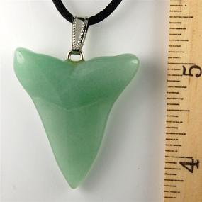 img 3 attached to 🦈 USA Power Pack Steampunkers Series - Large 40mm Green Aventurine (New Jade) Shark Tooth Necklace - Adjustable 20-22 Inch Black Cord - Handmade Crystal Gemstone Collectibles Carved Charm