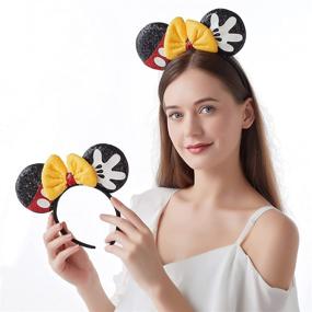 img 2 attached to Shiny Bow Mouse Ears Headbands: Perfect for Princess Party 🎀 Decorations and Cosplay - 2Pcs Set for Kids, Girls, and Women