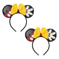 shiny bow mouse ears headbands: perfect for princess party 🎀 decorations and cosplay - 2pcs set for kids, girls, and women logo