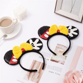 img 3 attached to Shiny Bow Mouse Ears Headbands: Perfect for Princess Party 🎀 Decorations and Cosplay - 2Pcs Set for Kids, Girls, and Women