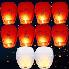 img 4 attached to 🏮 10 Pack Biodegradable Fire Resistant Paper Lantern Lamps-Sky Lanterns in Colorful Patterns for SEO-Optimized Weddings, Birthdays, Hallowmas, New Year, Memorial Lanterns