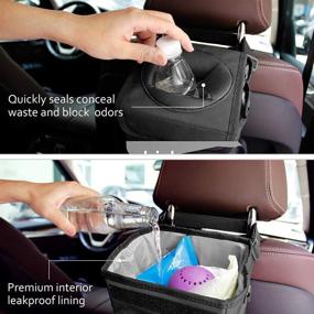 img 3 attached to 🚗 Mixigoo 12L Car Trash Bag with Lid, Large Capacity Car Trash Can Bin Featuring Leak-Proof Design and Storage Pockets (6L)