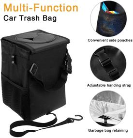 img 1 attached to 🚗 Mixigoo 12L Car Trash Bag with Lid, Large Capacity Car Trash Can Bin Featuring Leak-Proof Design and Storage Pockets (6L)