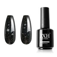 💅 jxh black glitter gel nail polish: long-lasting soak off gel with stunning colors for salon & home manicure - 0.5 oz logo