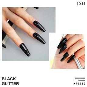 img 3 attached to 💅 JXH Black Glitter Gel Nail Polish: Long-lasting Soak Off Gel with Stunning Colors for Salon & Home Manicure - 0.5 OZ