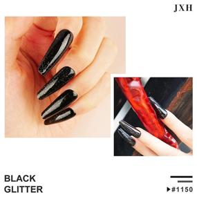 img 2 attached to 💅 JXH Black Glitter Gel Nail Polish: Long-lasting Soak Off Gel with Stunning Colors for Salon & Home Manicure - 0.5 OZ