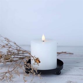 img 1 attached to 3x3 inch Moving Flame White Flameless Candles - Flickering Realistic Bright Pillar Candle Light with Remote Control Timer - Battery Operated - Pack of 1