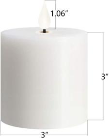 img 3 attached to 3x3 inch Moving Flame White Flameless Candles - Flickering Realistic Bright Pillar Candle Light with Remote Control Timer - Battery Operated - Pack of 1