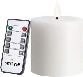 img 4 attached to 3x3 inch Moving Flame White Flameless Candles - Flickering Realistic Bright Pillar Candle Light with Remote Control Timer - Battery Operated - Pack of 1