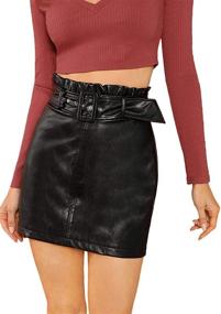 img 2 attached to 🐊 WDIRARA Women's High Waist Split Crocodile Elegant Leather Bodycon Mini Skirt: Chic and Versatile Fashion Staple!