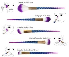 img 1 attached to 💄 Professional Makeup Brushes Set with Case - Blush, Liquid Foundation, Eyeshadow, Eyeliner, Concealer, Contour, Highlight - Travel Unicorn Makeup Brush Kit for Women - Purple (12 PCS)