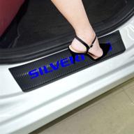 jeyoda car entry guard sticker for chevrolet silverado decoration scuff plate carbon fibre vinyl sticker car styling accessories (blue) logo