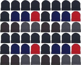 img 4 attached to 🧣 48 Pack Winter Beanies - Bulk Cold Weather Warm Knit Skull Caps for Men, Women, and Unisex Hats