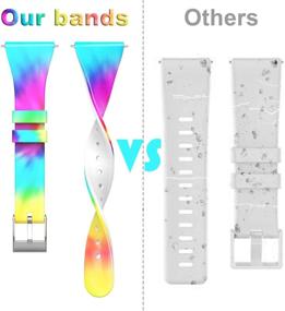 img 3 attached to 🌸 ShunDee Band – Floral Fadeless Silicone Wristband Replacement for Fitbit Versa Smart Watch Women Men – Compatible with Fitbit Versa 2/Lite Edition – Stylish Slim Thin Design – Available in Small & Large Sizes