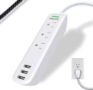 💡 efficient phillips accessories power strip with 3 usb ports, 3 outlets, and braided cord - ideal for home or office decor logo