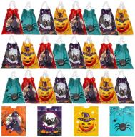 zgbjsz halloween treat bags: 24pcs drawstring goody bags for kids | party favors with handles | trick or treat - 7.8x7 inches, 4 colors logo