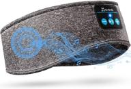 🎧 wireless bluetooth 5.0 sleep headband with built-in thin headphones - elastic sports headband for running, yoga, travel - ideal for side sleepers - grey logo