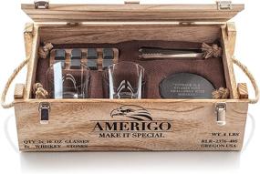 img 3 attached to Men's Whiskey Stones Gift Set: Whiskey Glass and Stones Kit with Vintage Wooden Crate, 8 Granite Chilling Rocks, 10oz Glasses - Perfect Whiskey Gift for Men, Father, Spouse, Partner