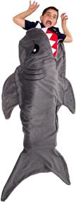 img 3 attached to 🦈 Plush Gray Shark Animal Tail Blanket by Silver Lilly - Cozy Sleeping Bag Blanket for Kids