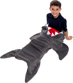 img 2 attached to 🦈 Plush Gray Shark Animal Tail Blanket by Silver Lilly - Cozy Sleeping Bag Blanket for Kids