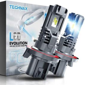 img 4 attached to 💡 TECHMAX H13 LED Bulbs - Compact Design, 10000LM 60W 6500K Xenon White, Upgraded ZES Chips for Ultra-Bright 9008 Conversion Kit (2 Pack), Halogen Replacement